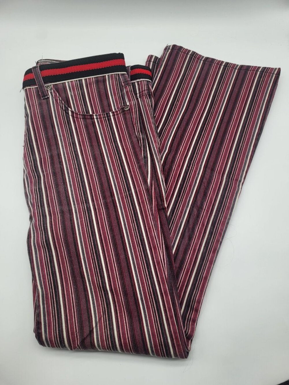 Vintage y2k XOXO Jeans SZ 7/8 Striped Bootcut Grunge Red Black - Picture 3 of 9